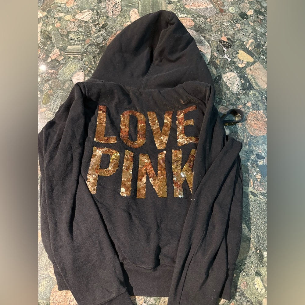 Vintage Victoria secret pink faux fur lined hoodie